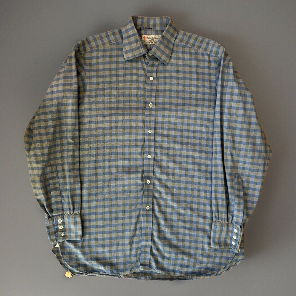Turnball & Asser Shirt 16.5 Blue Gray Striped Long Sleeve Designer England